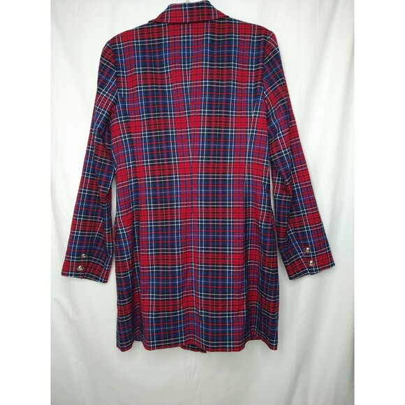 NWOT VENUS Red Blue Plaid Jacket Sz14 Button Closure Mid Length Academia Preppy - Picture 3 of 12